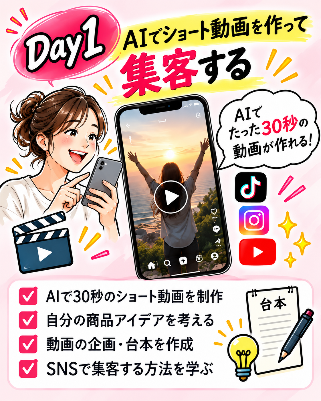 Day1 AIでショート動画を作って集客する